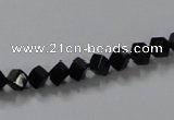 CAB830 15.5 inches 4*4mm cube black agate gemstone beads wholesale