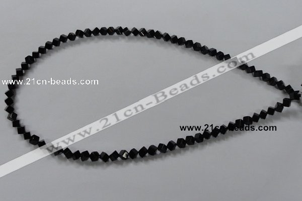 CAB830 15.5 inches 4*4mm cube black agate gemstone beads wholesale