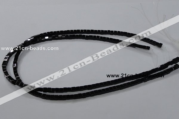 CAB833 15.5 inches 4*4mm cube black agate gemstone beads wholesale