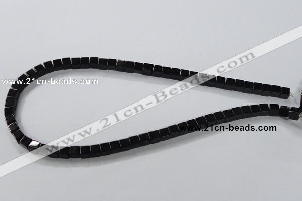 CAB834 15.5 inches 6*6mm cube black agate gemstone beads wholesale