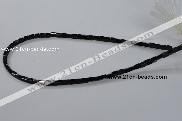 CAB838 15.5 inches 4*6mm cuboid black agate gemstone beads wholesale