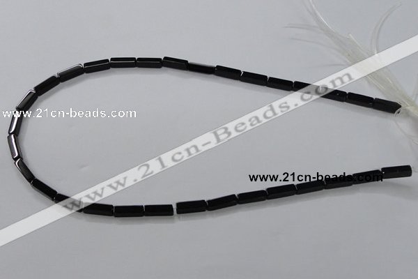 CAB839 15.5 inches 4*12mm cuboid black agate gemstone beads wholesale