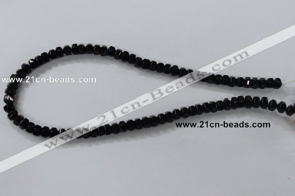 CAB844 15.5 inches 5*8mm rondelle black agate gemstone beads wholesale