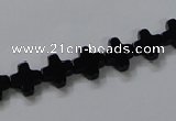 CAB845 15.5 inches 8*8mm cross black agate gemstone beads wholesale