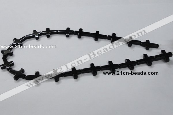 CAB847 15.5 inches 15*20mm cross black agate gemstone beads wholesale