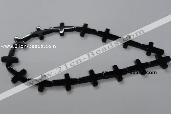 CAB848 15.5 inches 18*24mm cross black agate gemstone beads wholesale