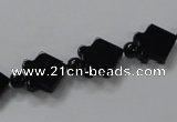 CAB849 15.5 inches 10*10mm fish black agate gemstone beads wholesale