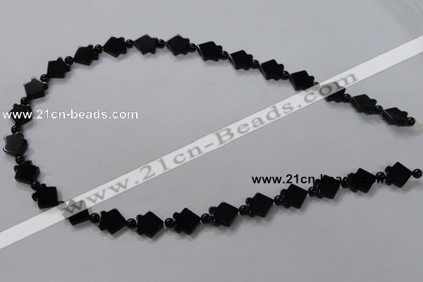 CAB849 15.5 inches 10*10mm fish black agate gemstone beads wholesale