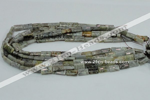 CAB85 15.5 inches 10*15mm rectangle silver needle agate gemstone beads