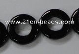 CAB855 15.5 inches 20mm donut black agate gemstone beads wholesale