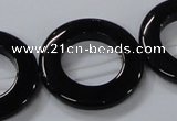 CAB857 15.5 inches 30mm donut black agate gemstone beads wholesale