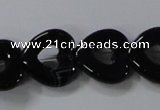 CAB860 15.5 inches 18*18mm heart black agate gemstone beads wholesale