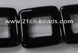 CAB863 15.5 inches 28*28mm square black agate gemstone beads wholesale