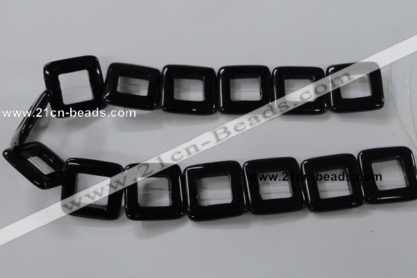 CAB863 15.5 inches 28*28mm square black agate gemstone beads wholesale