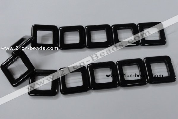 CAB864 15.5 inches 35*35mm square black agate gemstone beads wholesale