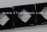 CAB865 15.5 inches 25*25mm square black agate gemstone beads wholesale