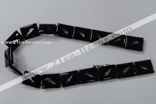 CAB866 15.5 inches 18*22mm rectangle black agate gemstone beads wholesale