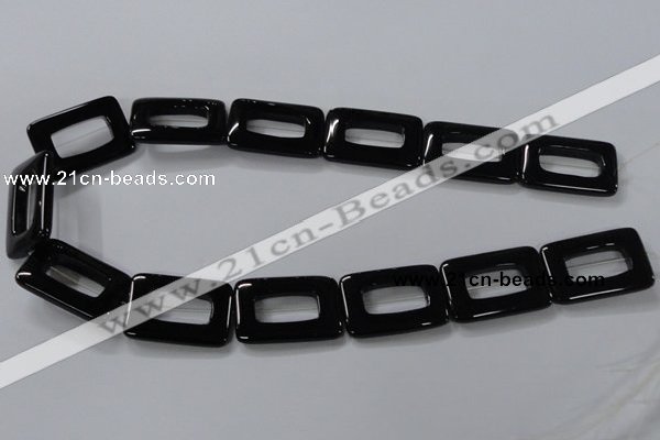 CAB867 15.5 inches 20*30mm rectangle black agate gemstone beads wholesale