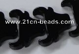 CAB869 15.5 inches 23*25mm ox-head black agate gemstone beads wholesale