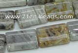 CAB87 15.5 inches 15*20mm rectangle silver needle agate gemstone beads