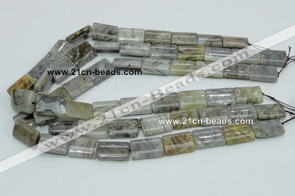 CAB87 15.5 inches 15*20mm rectangle silver needle agate gemstone beads