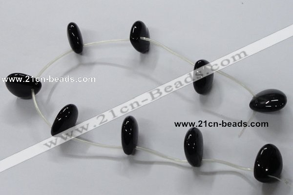 CAB872 22*22mm top-drilled teardrop black agate gemstone beads wholesale