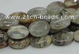 CAB89 15.5 inches 10*14mm oval silver needle agate gemstone beads