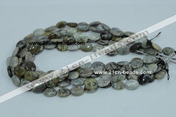 CAB90 15.5 inches 12*16mm oval silver needle agate gemstone beads