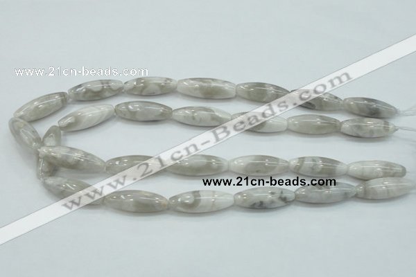 CAB907 15.5 inches 10*30mm rice natural crazy agate beads wholesale