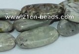 CAB91 15.5 inches 15*30mm oval silver needle agate gemstone beads