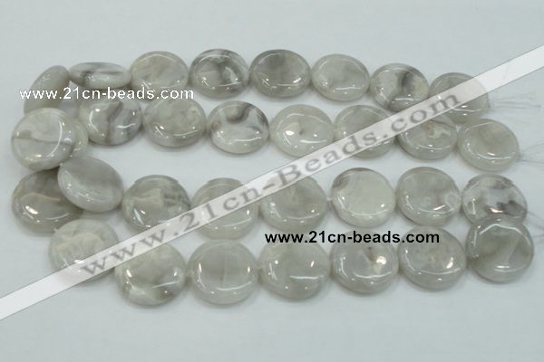 CAB917 15.5 inches 25mm flat round natural crazy agate beads wholesale