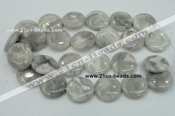 CAB918 15.5 inches 30mm flat round natural crazy agate beads wholesale