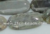 CAB92 15.5 inches 20*40mm oval silver needle agate gemstone beads