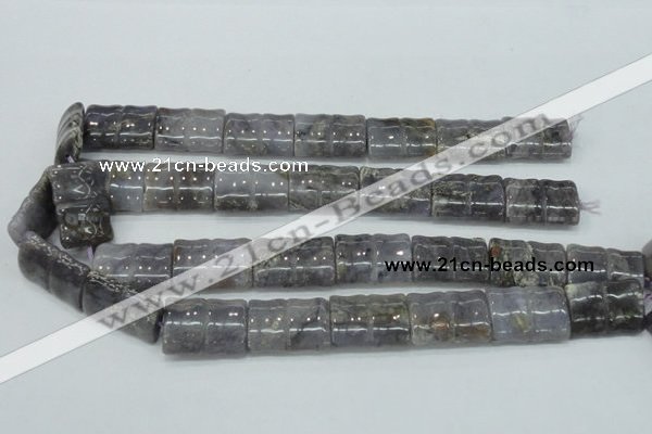 CAB930 15.5 inches 18*25mm flat bamboo natural purple agate beads