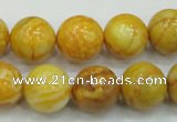 CAB936 15.5 inches 14mm round yellow crazy lace agate beads wholesale