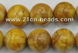 CAB937 15.5 inches 16mm round yellow crazy lace agate beads wholesale