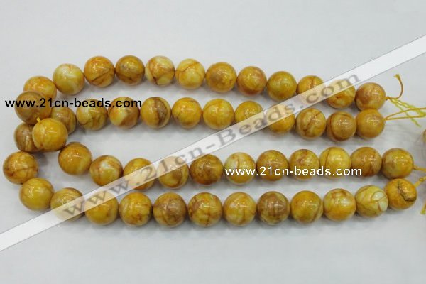 CAB937 15.5 inches 16mm round yellow crazy lace agate beads wholesale