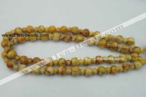 CAB938 15.5 inches 13*18mm calabash yellow crazy lace agate beads