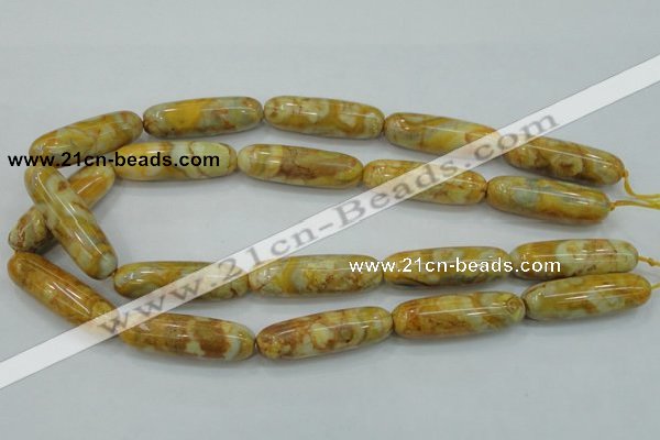 CAB939 15.5 inches 13*40mm rice yellow crazy lace agate beads wholesale