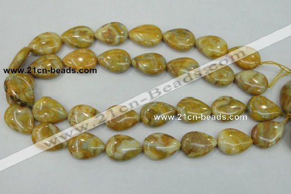 CAB941 15.5 inches 18*25mm flat teardrop yellow crazy lace agate beads