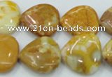 CAB942 15.5 inches 20*20mm heart yellow crazy lace agate beads