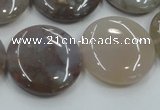 CAB956 15.5 inches 25mm flat round ocean agate gemstone beads