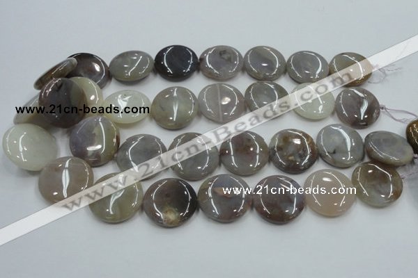 CAB956 15.5 inches 25mm flat round ocean agate gemstone beads