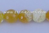 CAB966 15.5 inches 6mm faceted round fire crackle agate beads