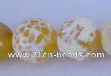 CAB970 15.5 inches 14mm faceted round fire crackle agate beads