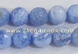 CAB974 15.5 inches 12mm faceted round fire crackle agate beads