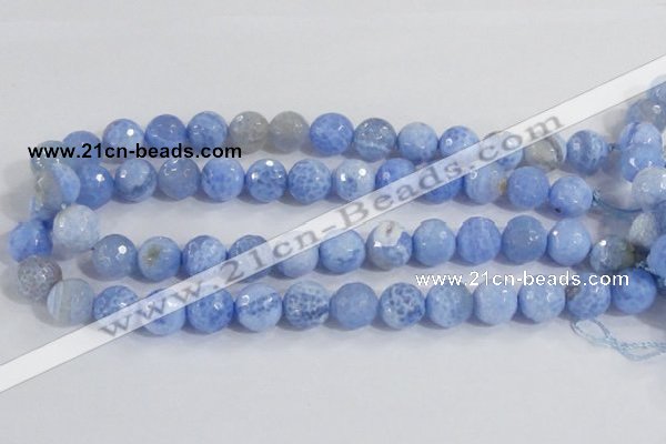 CAB974 15.5 inches 12mm faceted round fire crackle agate beads