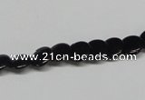 CAB980 15.5 inches 8mm flat round black agate gemstone beads wholesale