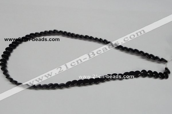 CAB980 15.5 inches 8mm flat round black agate gemstone beads wholesale