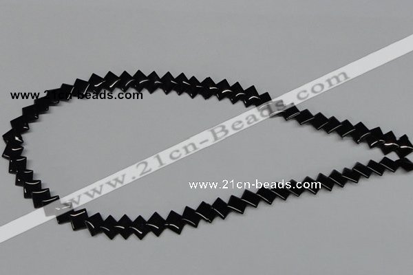 CAB983 15.5 inches 8*8mm rhombic black agate gemstone beads wholesale